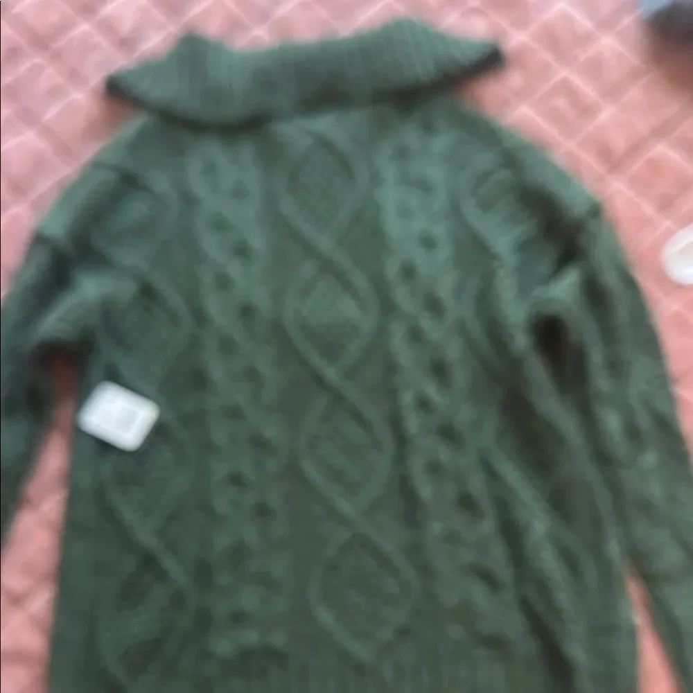 NEW Free People Green Cable Knit Zip Up Sweater